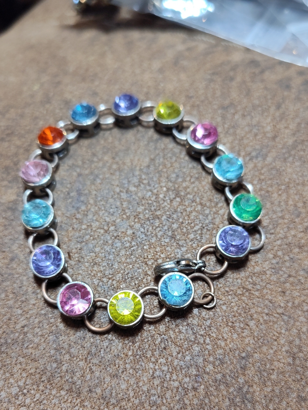 Multi-Color Rhinestone Link Bracelet Vintage